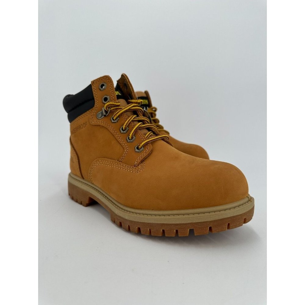Brazos Men's Steel Toe Boots 6" Lace-up Work Shoes 7.5 Wheat Nubuck Waterproof